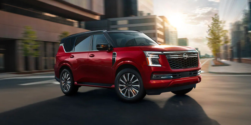 A 2025 Nissan Armada taking a turn in Pompano Beach, FL