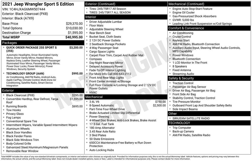 2021 Jeep Wrangler Sport S