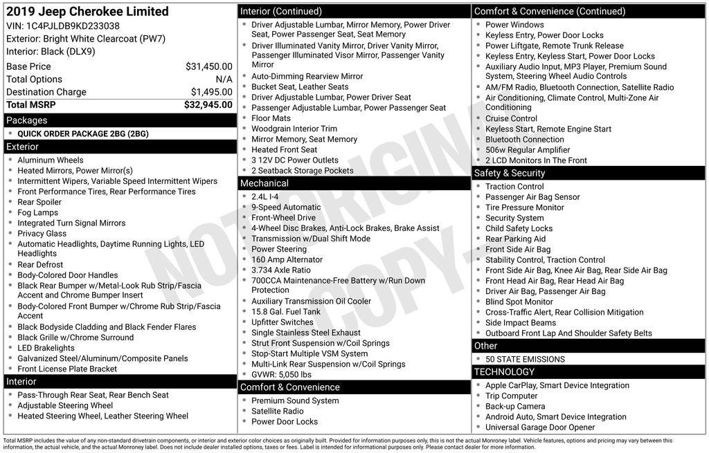 2019 Jeep Cherokee Limited