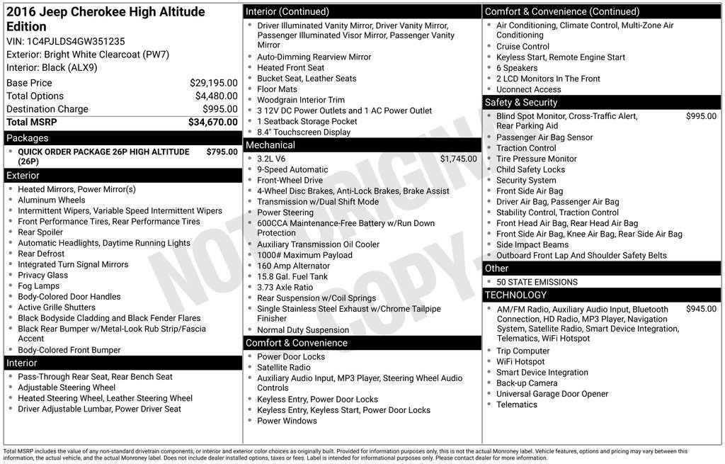 2016 Jeep Cherokee High Altitude