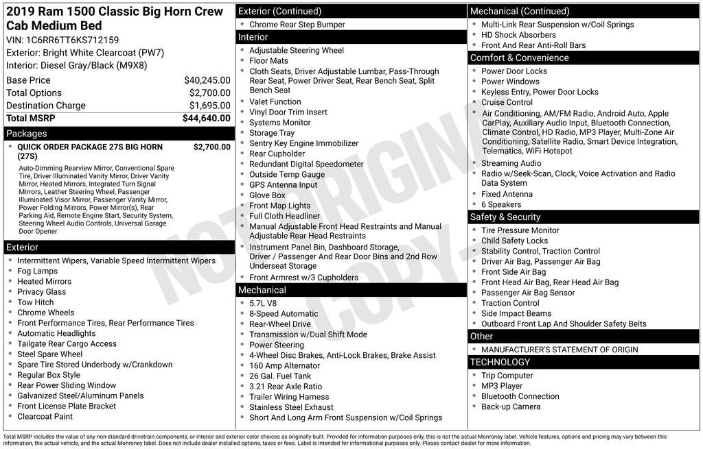 2019 RAM 1500 Classic Big Horn