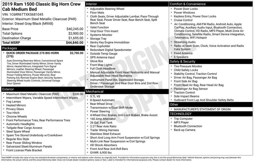 2019 RAM 1500 Classic Big Horn