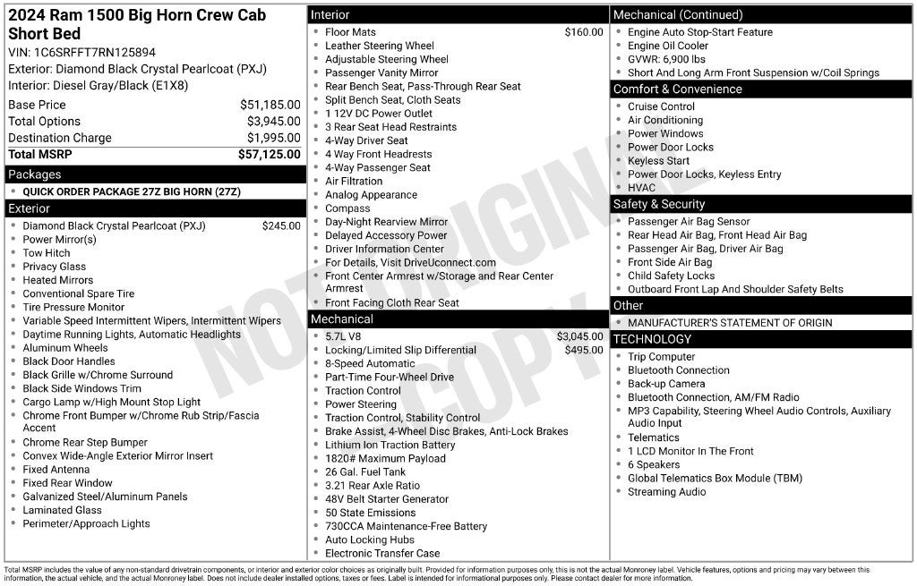 2024 RAM 1500 Big Horn/Lone Star 4WD