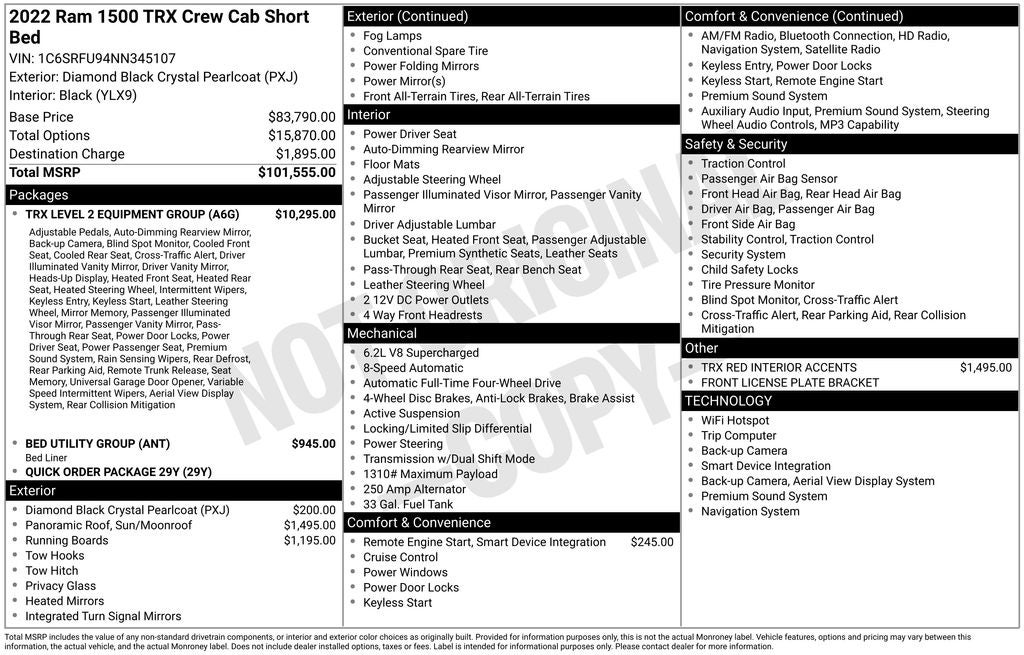 2022 RAM 1500 TRX W/LEVEL 2 PACKAGE