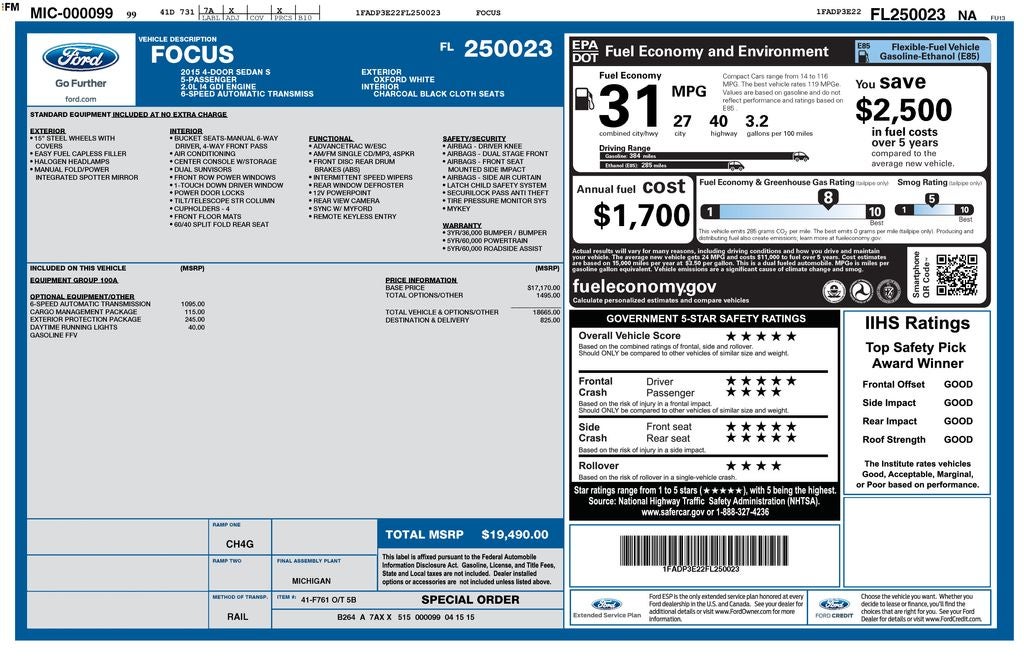 2015 Ford Focus S