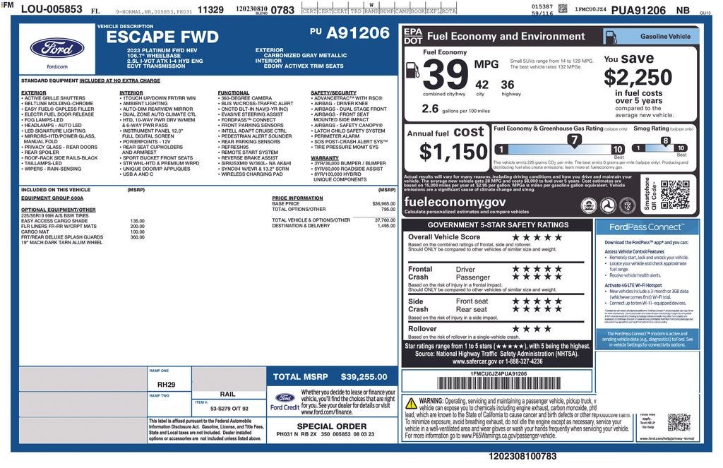 2023 Ford Escape Hybrid Platinum