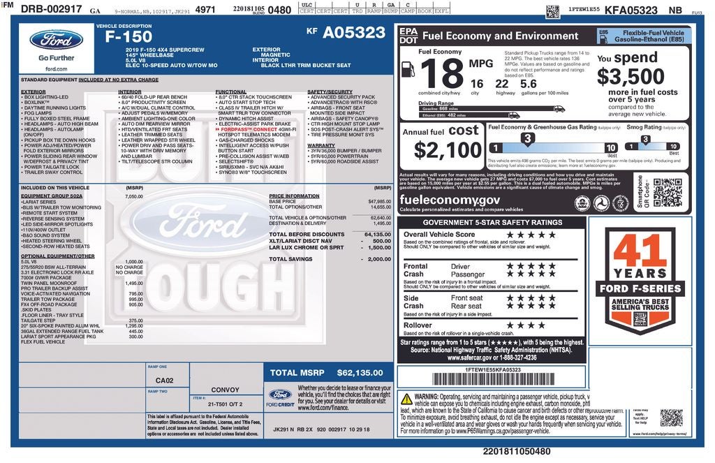2019 Ford F-150 Lariat 5.0 V8 4WD