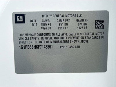 2015 Chevrolet Cruze LS 6 SPEED MANUAL