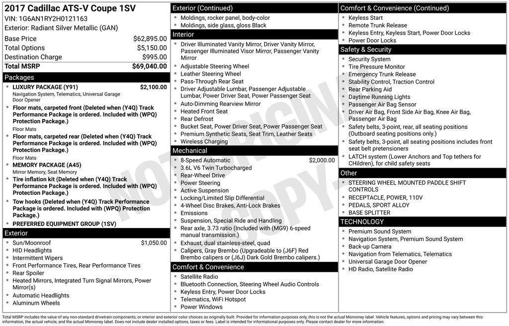 2017 Cadillac ATS-V Base