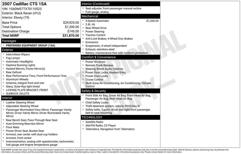 2007 Cadillac CTS Base 1SA