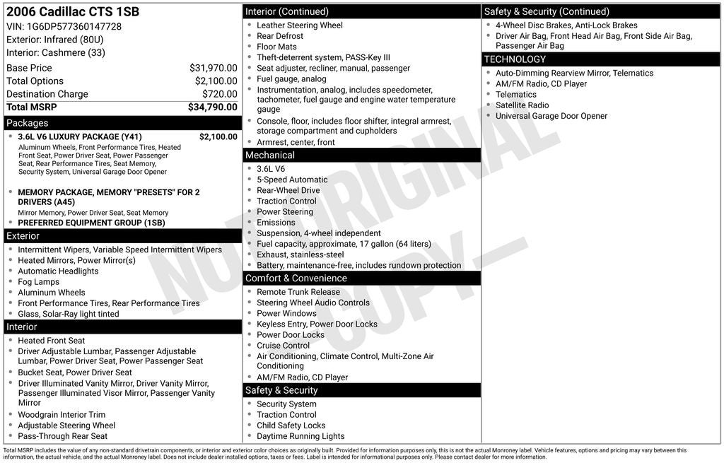 2006 Cadillac CTS Base 1SB