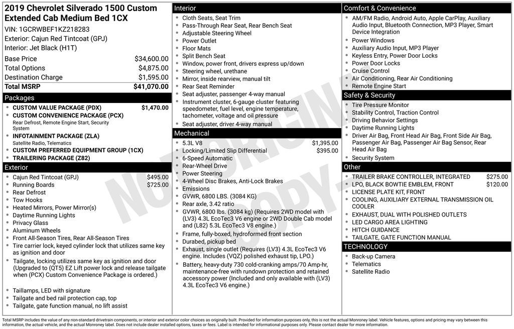 2019 Chevrolet Silverado 1500 Custom