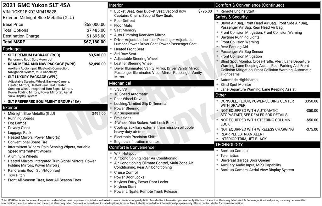 2021 GMC Yukon SLT