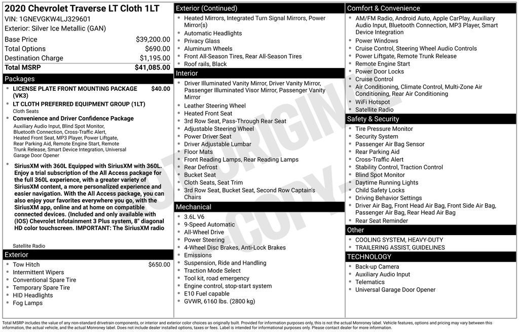 2020 Chevrolet Traverse LT 1LT