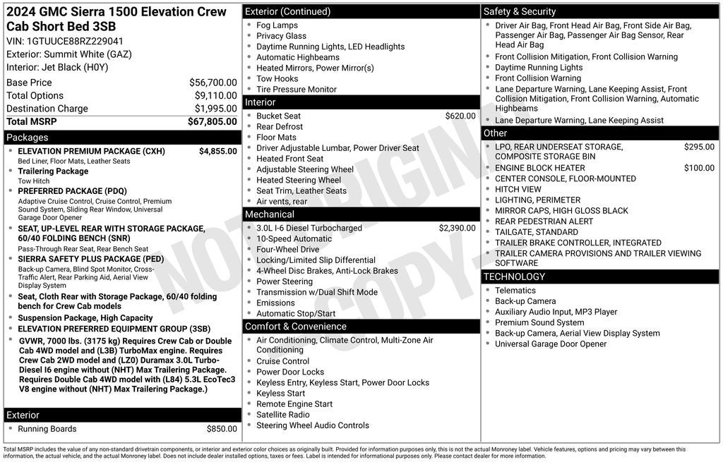 2024 GMC Sierra 1500 Elevation DIESEL w/BDS LIFT KIT