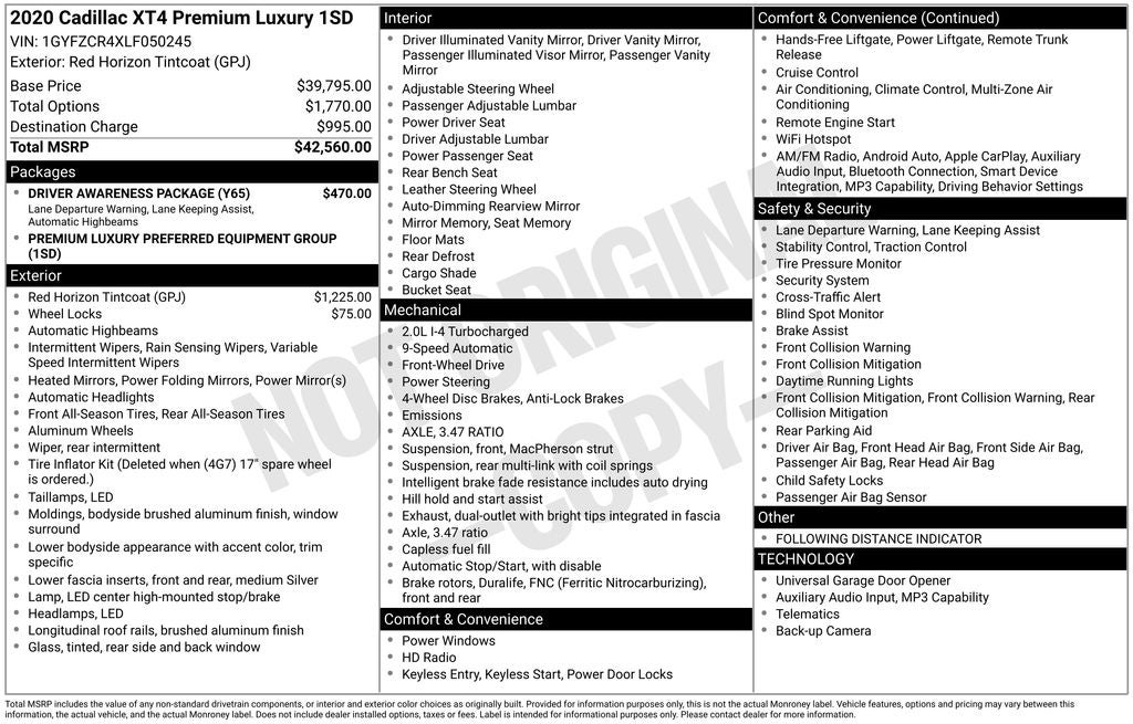 2020 Cadillac XT4 Premium Luxury