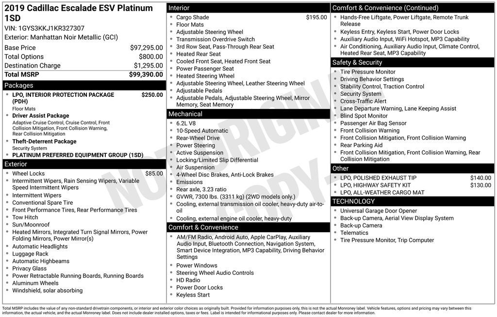 2019 Cadillac Escalade ESV Platinum Edition