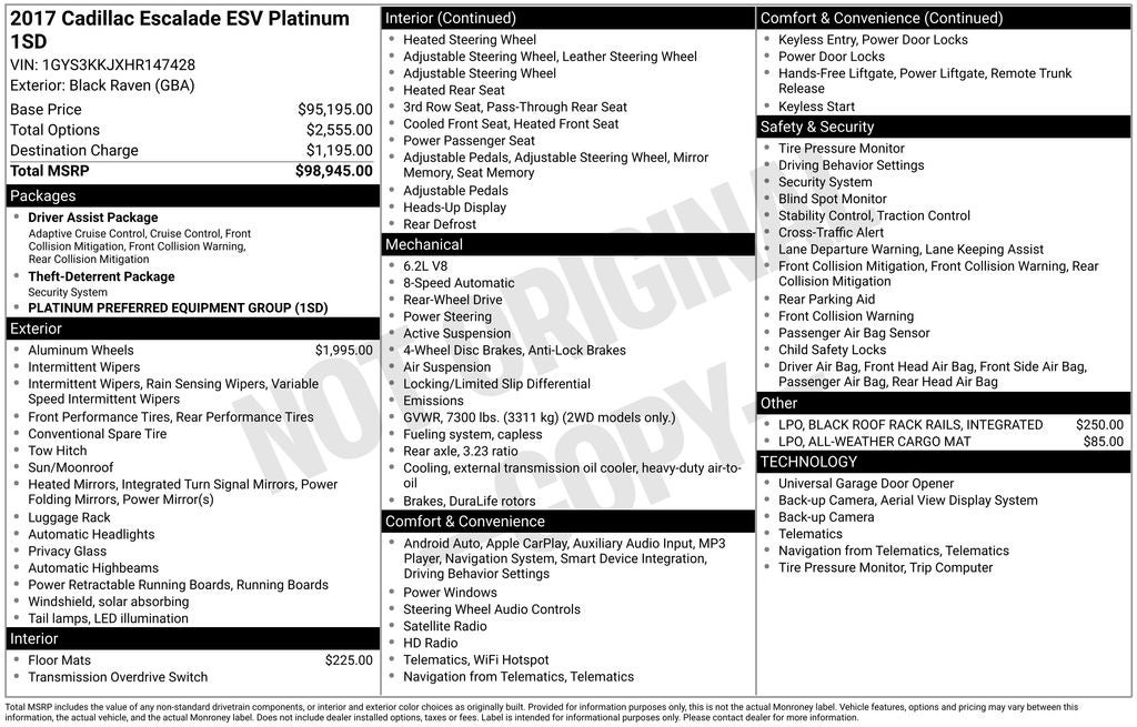 2017 Cadillac Escalade ESV Platinum Edition
