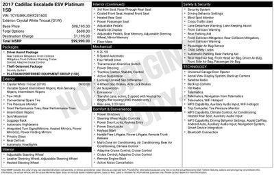2017 Cadillac Escalade ESV Platinum Edition 4WD