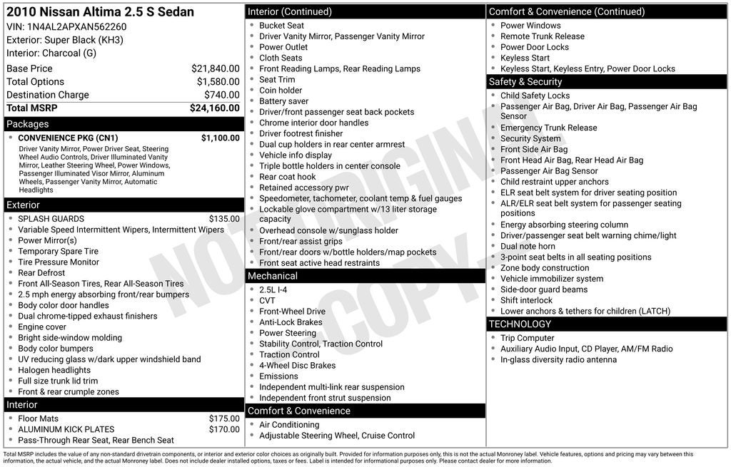 2010 Nissan Altima 2.5 S
