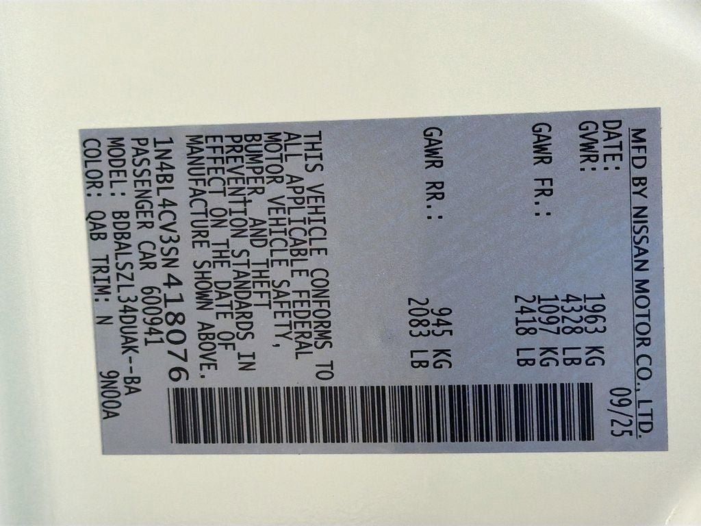 2025 Nissan Altima 2.5 SR