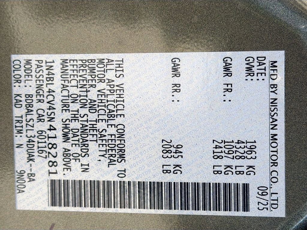 2025 Nissan Altima 2.5 SR