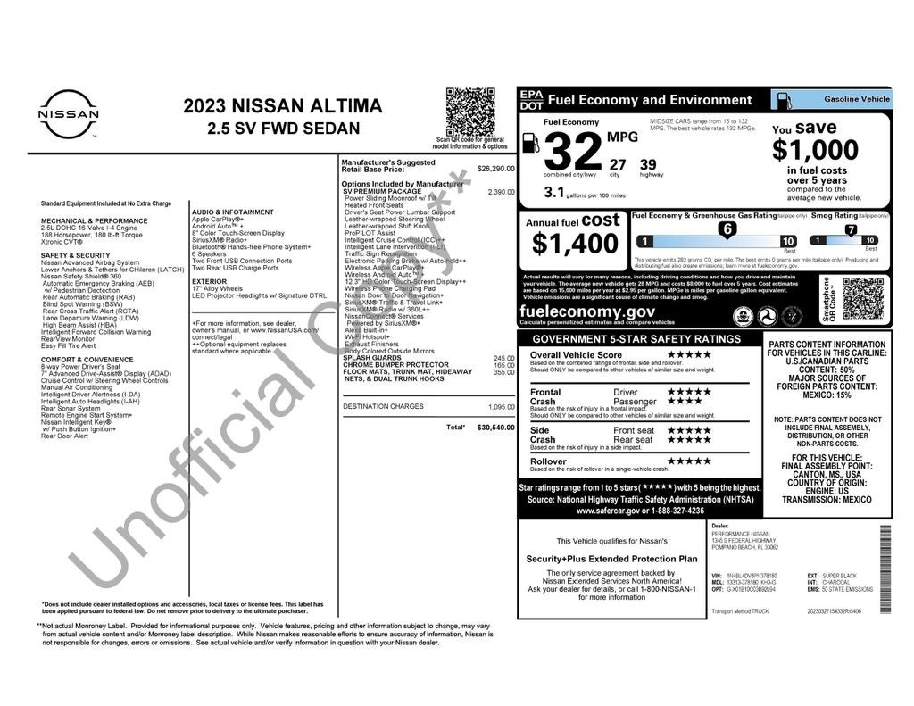 2023 Nissan Altima 2.5 SV w/Premium Package