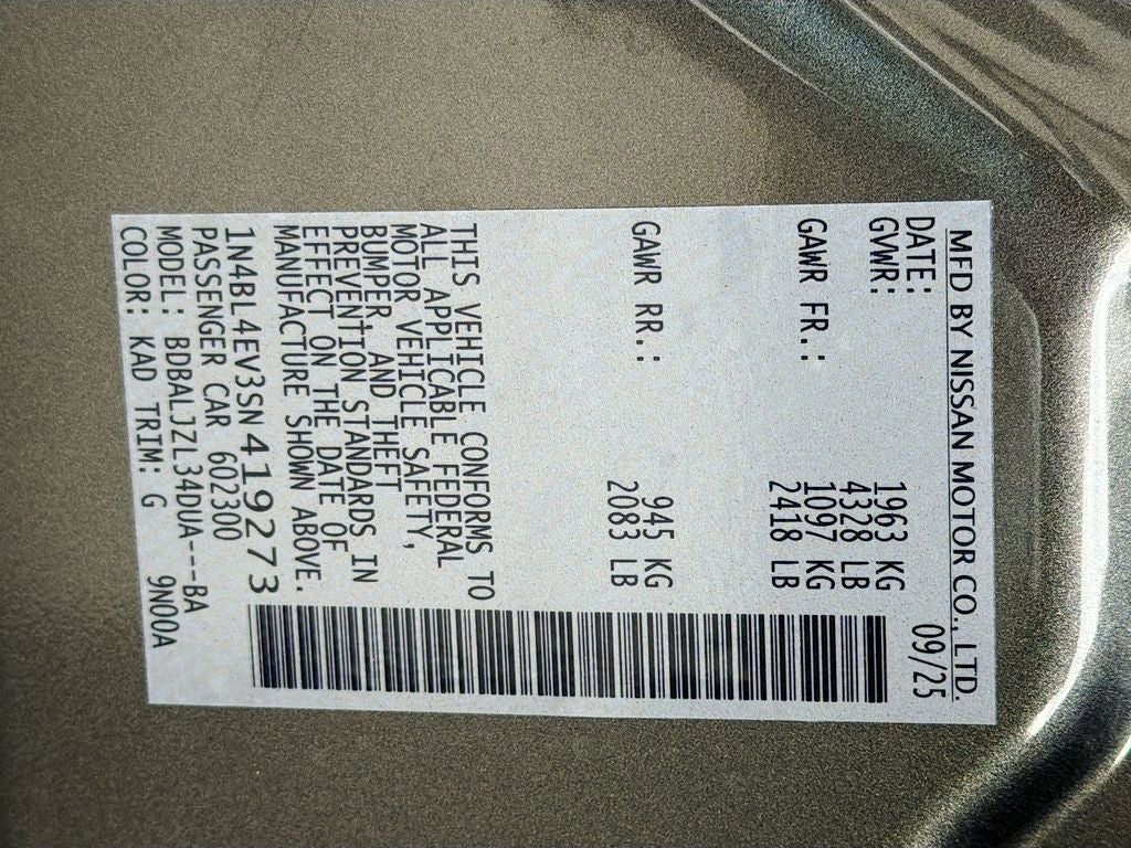 2025 Nissan Altima 2.5 SL