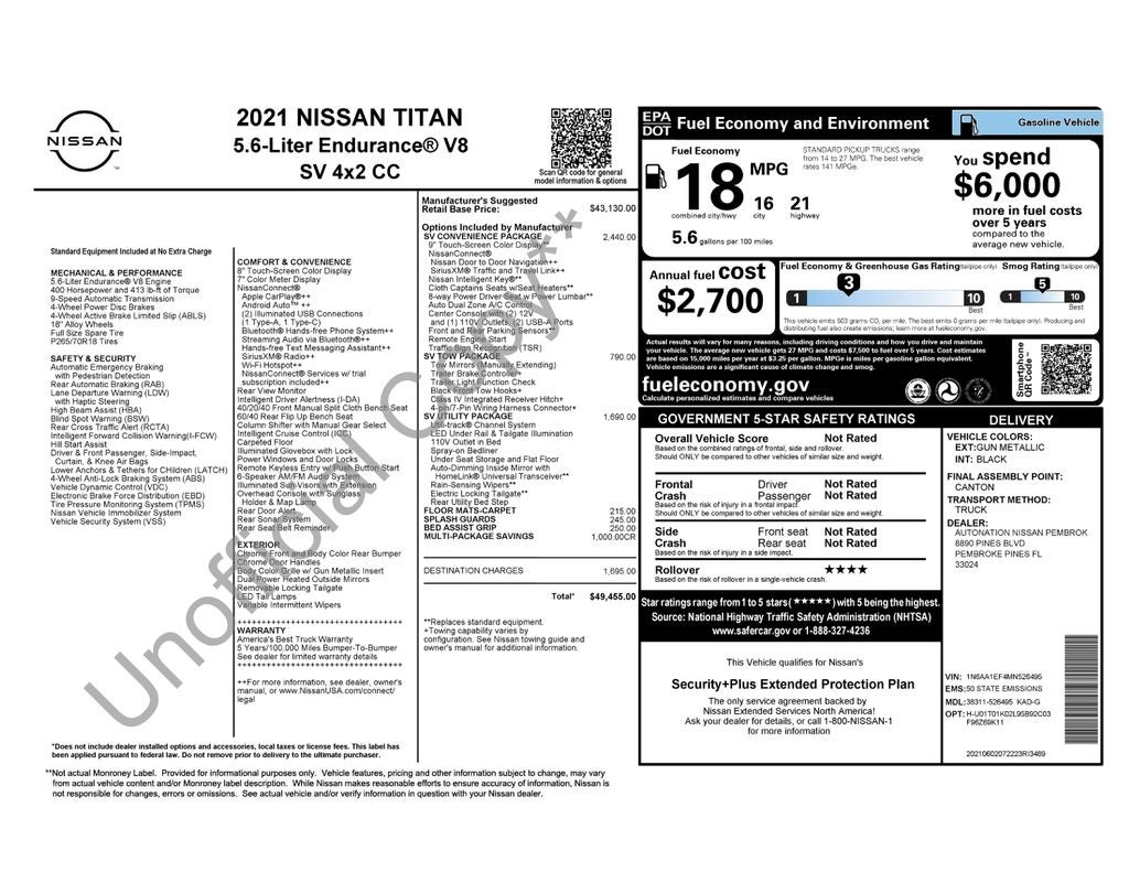 2021 Nissan Titan SV w/Convenience Package