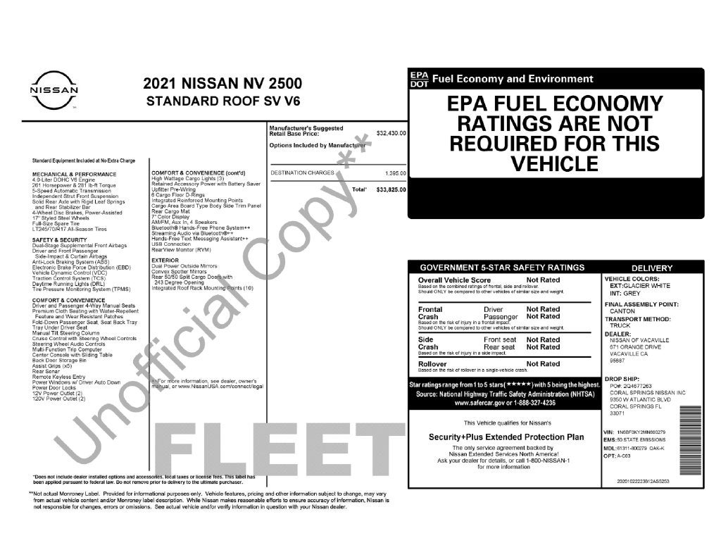 2021 Nissan NV2500 HD SV Standard Roof