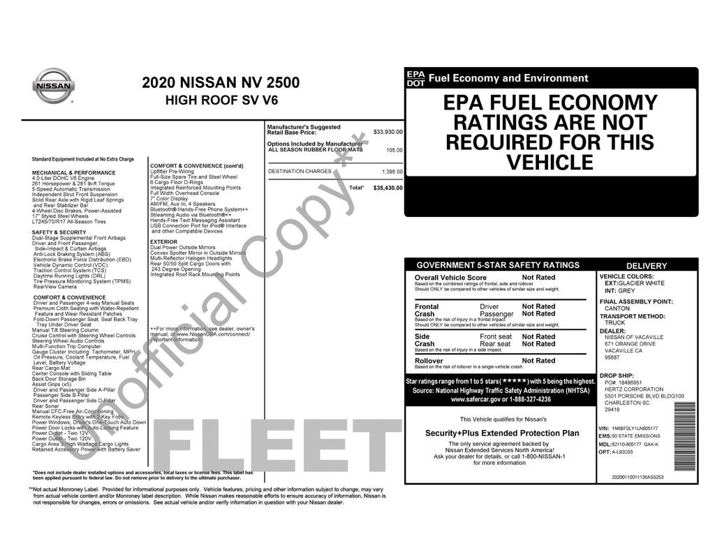 2020 Nissan NV2500 HD SV High Roof