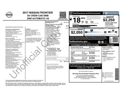 2017 Nissan Frontier SV W/SUNROOF
