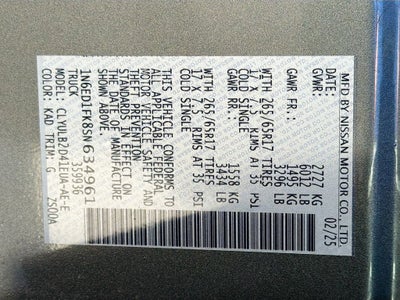 2025 Nissan Frontier SV LONG BED 4X4