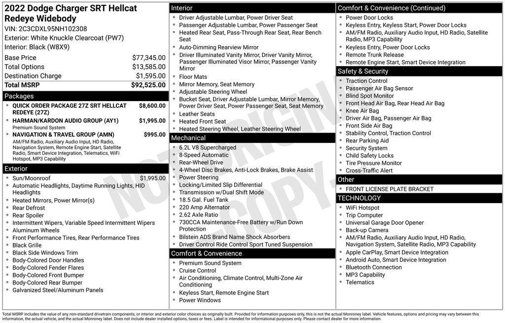 2022 Dodge Charger SRT Hellcat Redeye Widebody