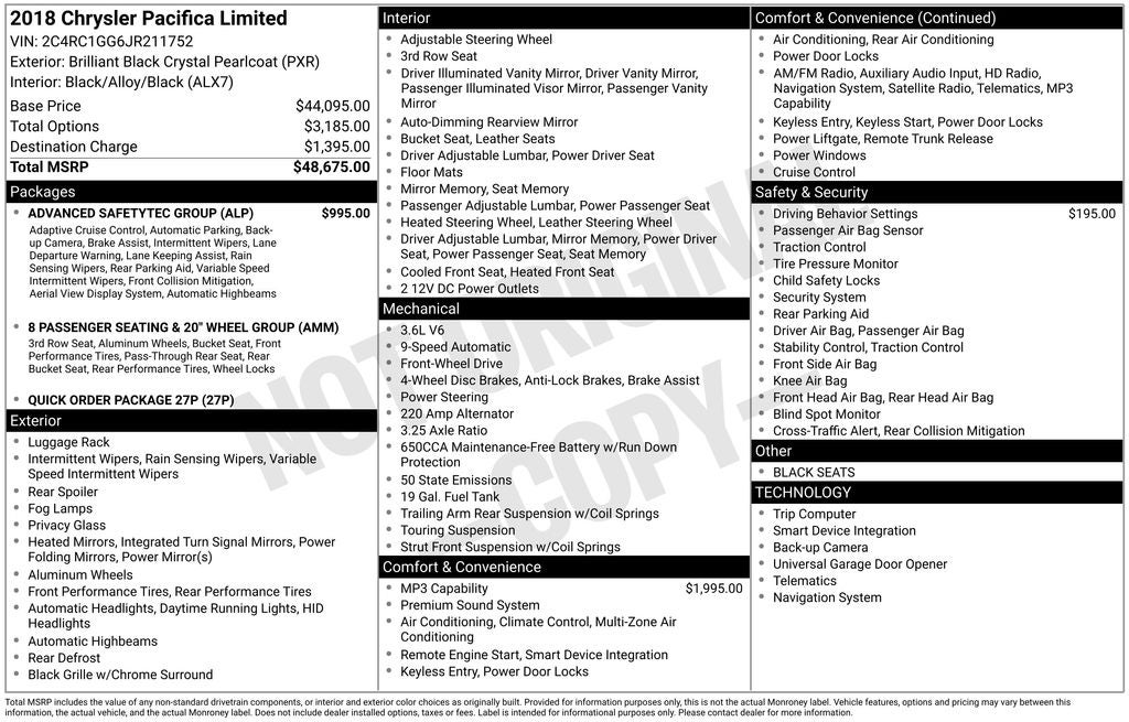 2018 Chrysler Pacifica Limited