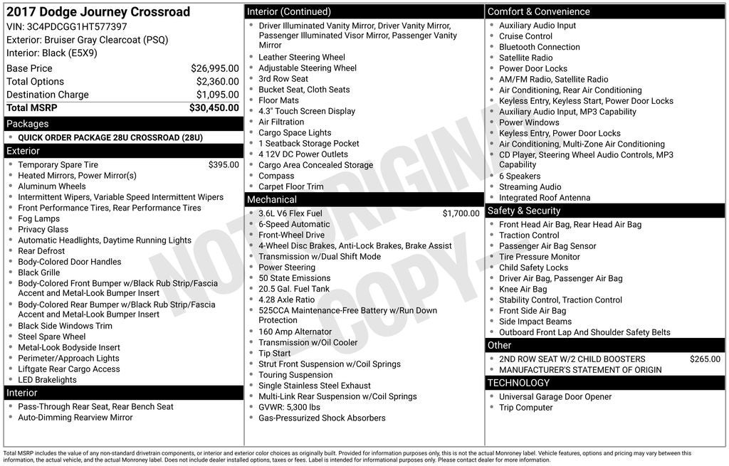 2017 Dodge Journey Crossroad 3RD ROW