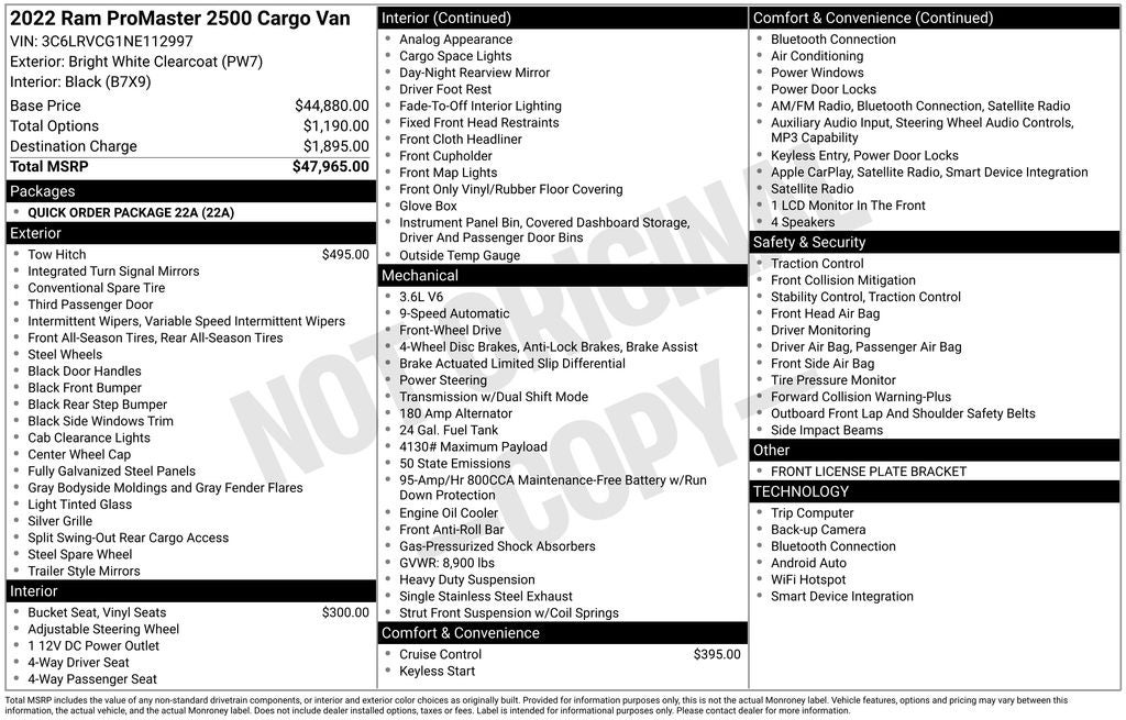 2022 RAM ProMaster 2500 High Roof