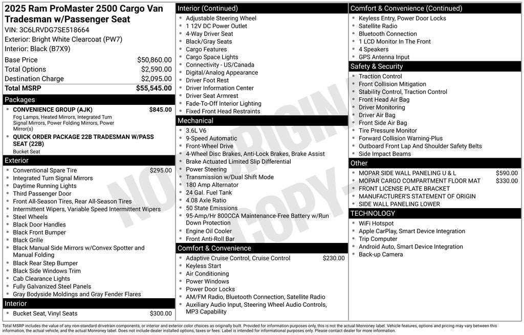 2025 RAM ProMaster 2500 High Roof