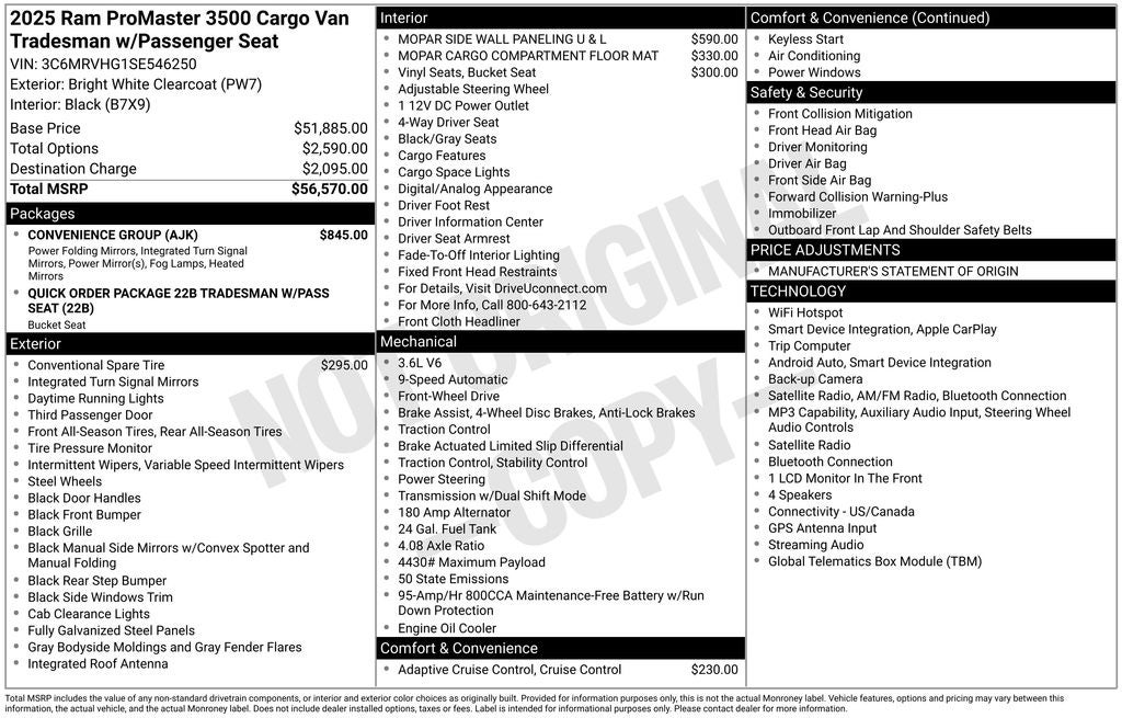 2025 RAM ProMaster 3500 High Roof