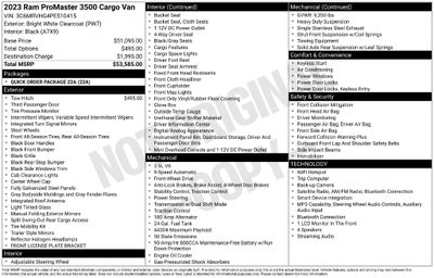 2023 RAM ProMaster 3500 High Roof 159" WheelBase
