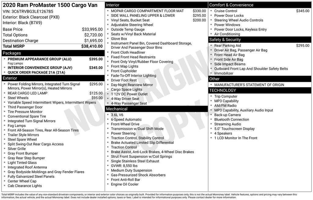2020 RAM ProMaster 1500 Base