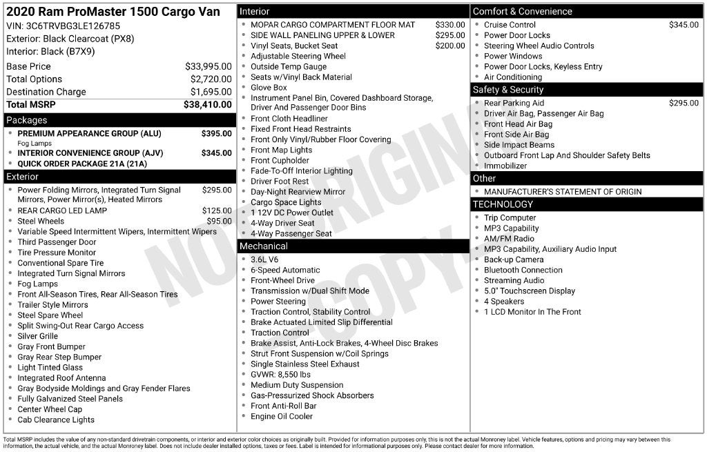 2020 RAM ProMaster 1500 Base