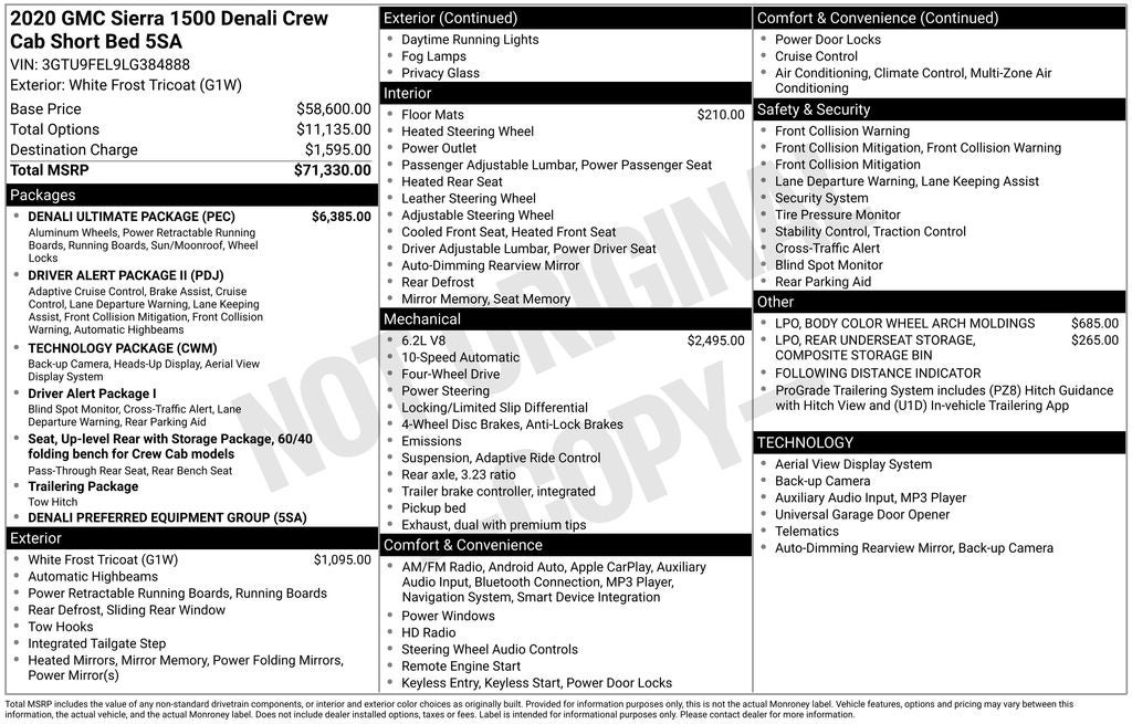 2020 GMC Sierra 1500 Denali W/BDS LIFT KIT