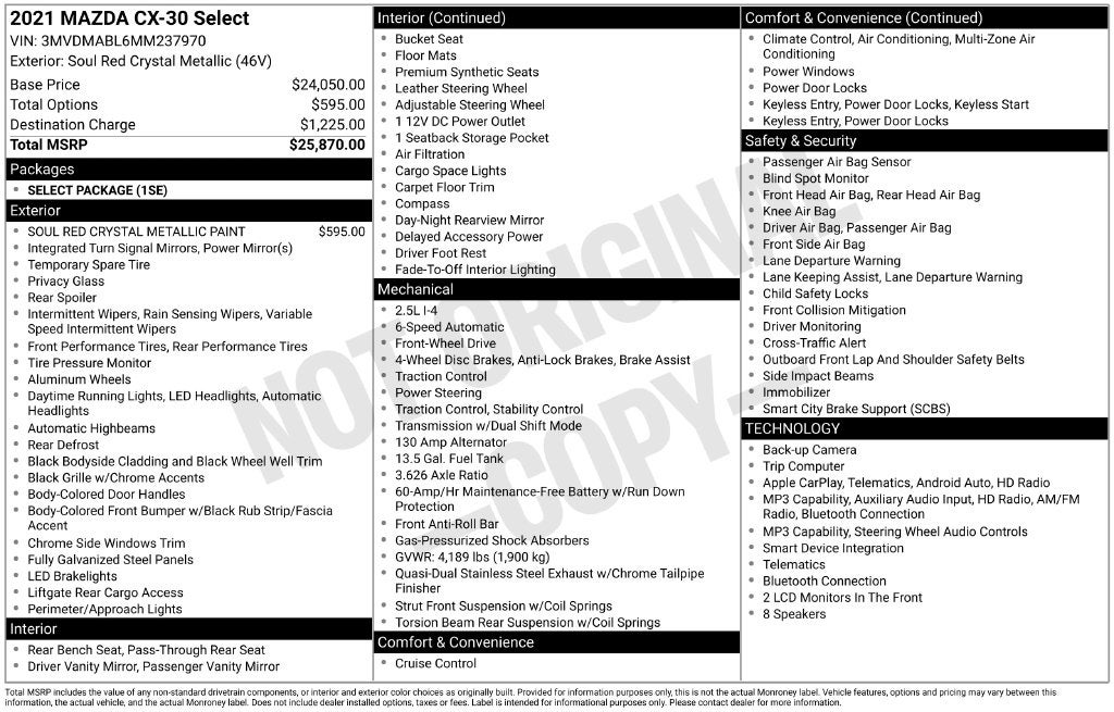2021 Mazda Mazda CX-30 Select