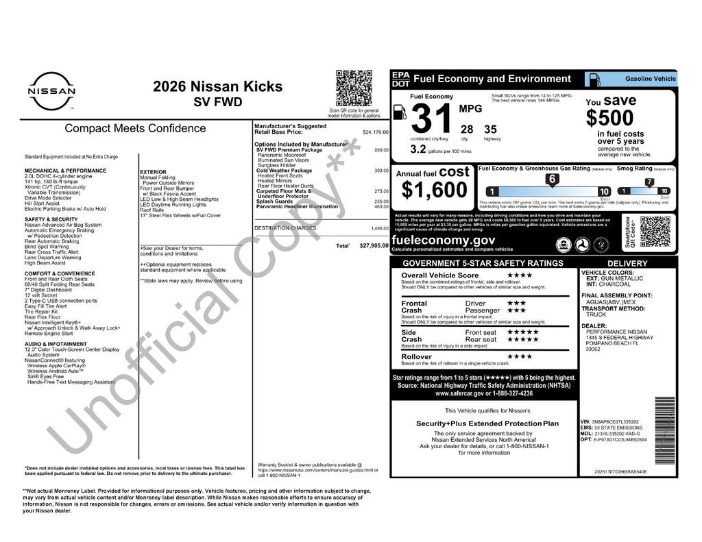 2026 Nissan Kicks SV W/Premium Package