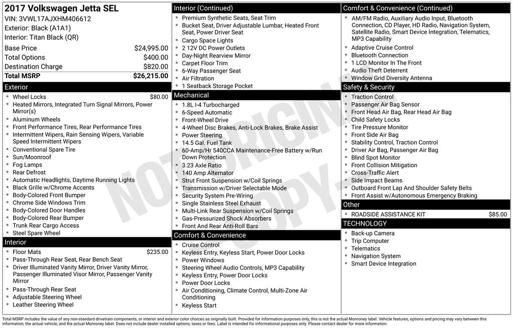 2017 Volkswagen Jetta 1.8T SEL