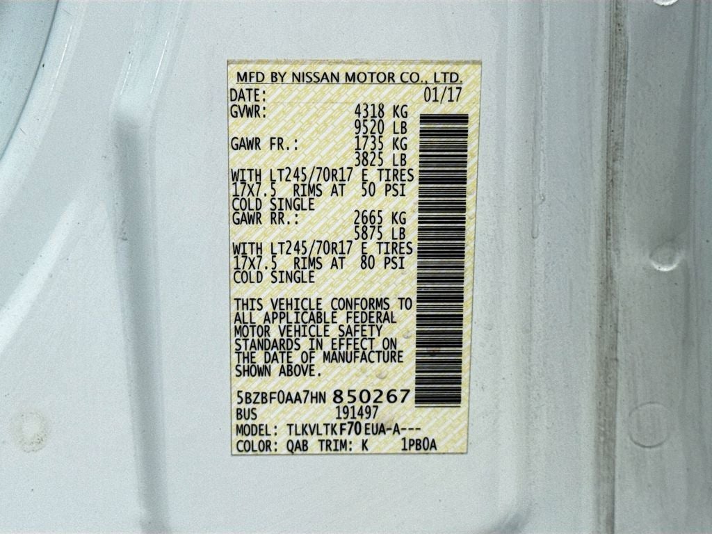 2017 Nissan NV Passenger SV