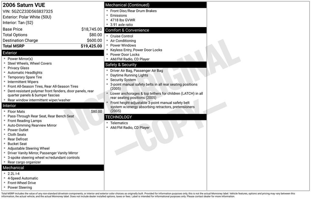 2006 Saturn VUE Base
