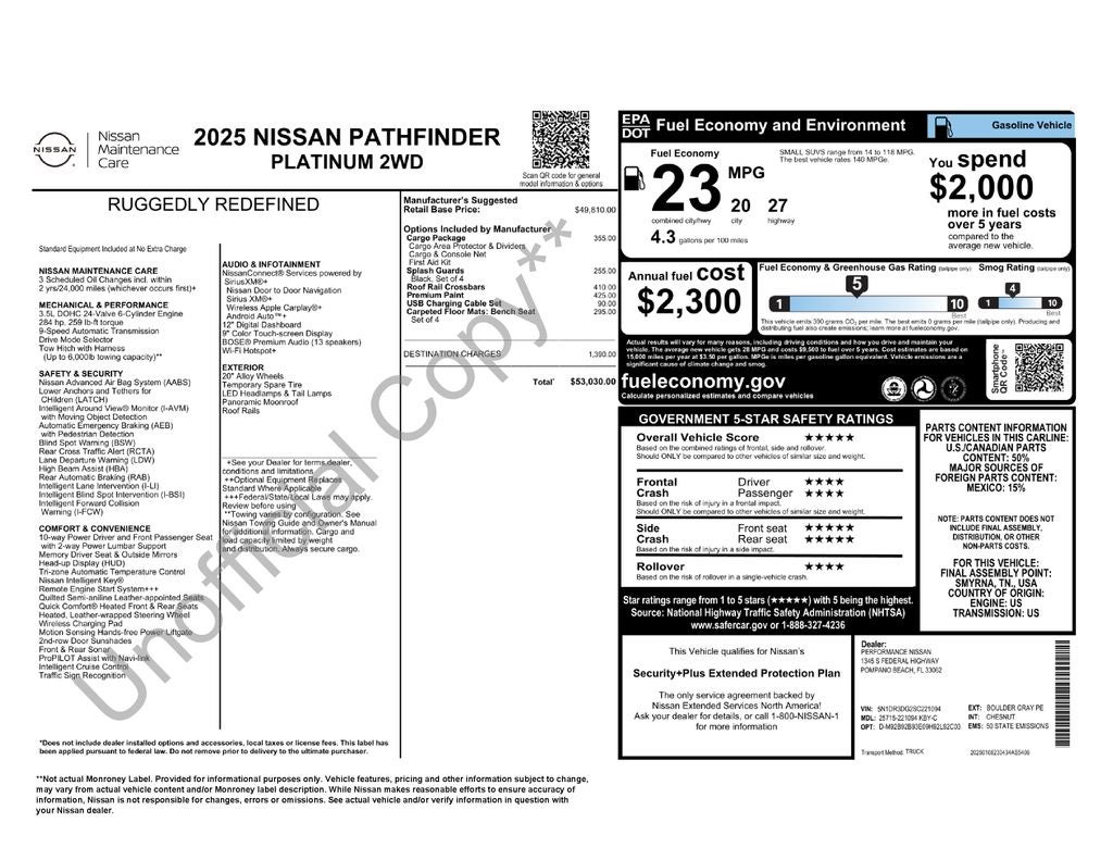 2025 Nissan Pathfinder Platinum