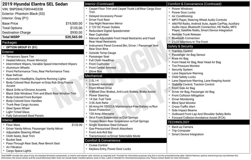 2019 Hyundai Elantra SEL